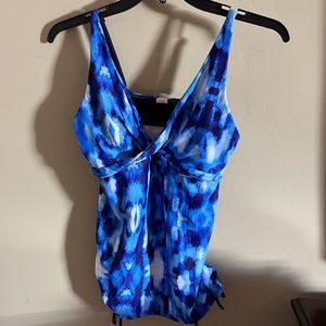 NWOT ALove Women V-Neck Drawstring Tankini High-Waisted Swimsuit Top.